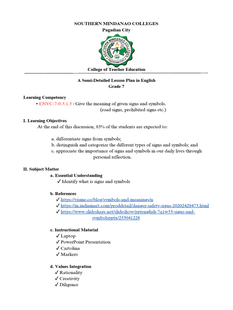 Elt 1o5 Semi-Detailed Lesson Plan - 20250308 - 221305 - 0000 | PDF ...