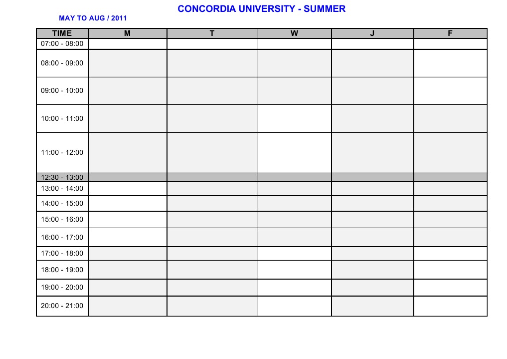 Concordia University Summer Schedule 2011 | PDF