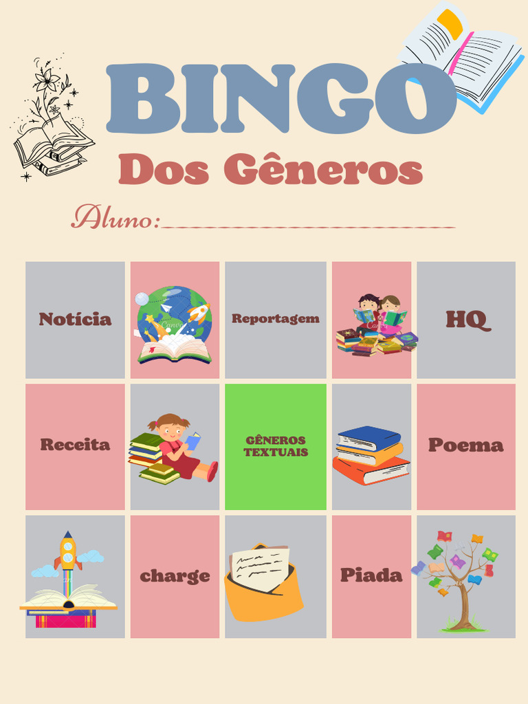 Bingo dos Gêneros Textuais | PDF