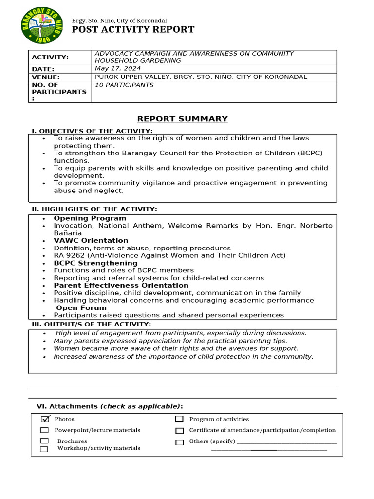 Provincial Congress Post Activity Report 24 | PDF | Social Psychology ...