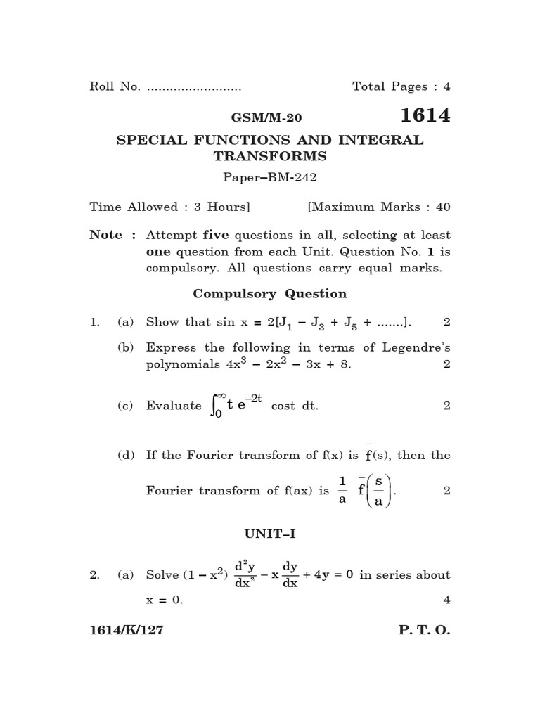 Special Functions & Integral Transforms | PDF | Complex Analysis ...