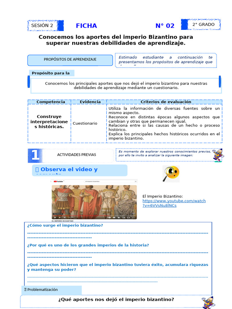 Ficha de Aplicación 2 CCSSS 2do 2025 | PDF | imperio Bizantino ...