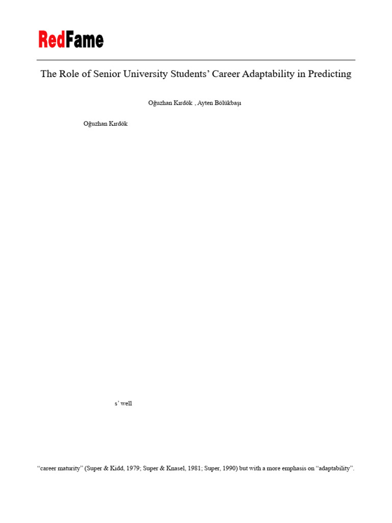 Career Adaptability and Well-Being in Students | PDF | Psychological ...