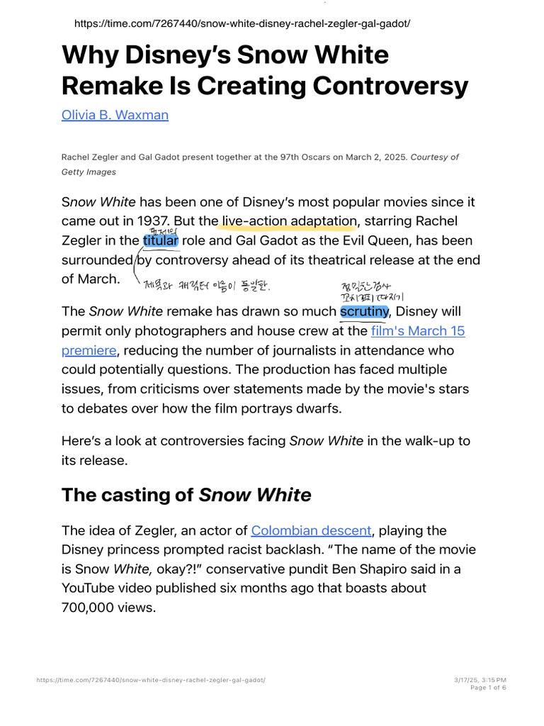 Snow White Remake Sparks Controversy | PDF