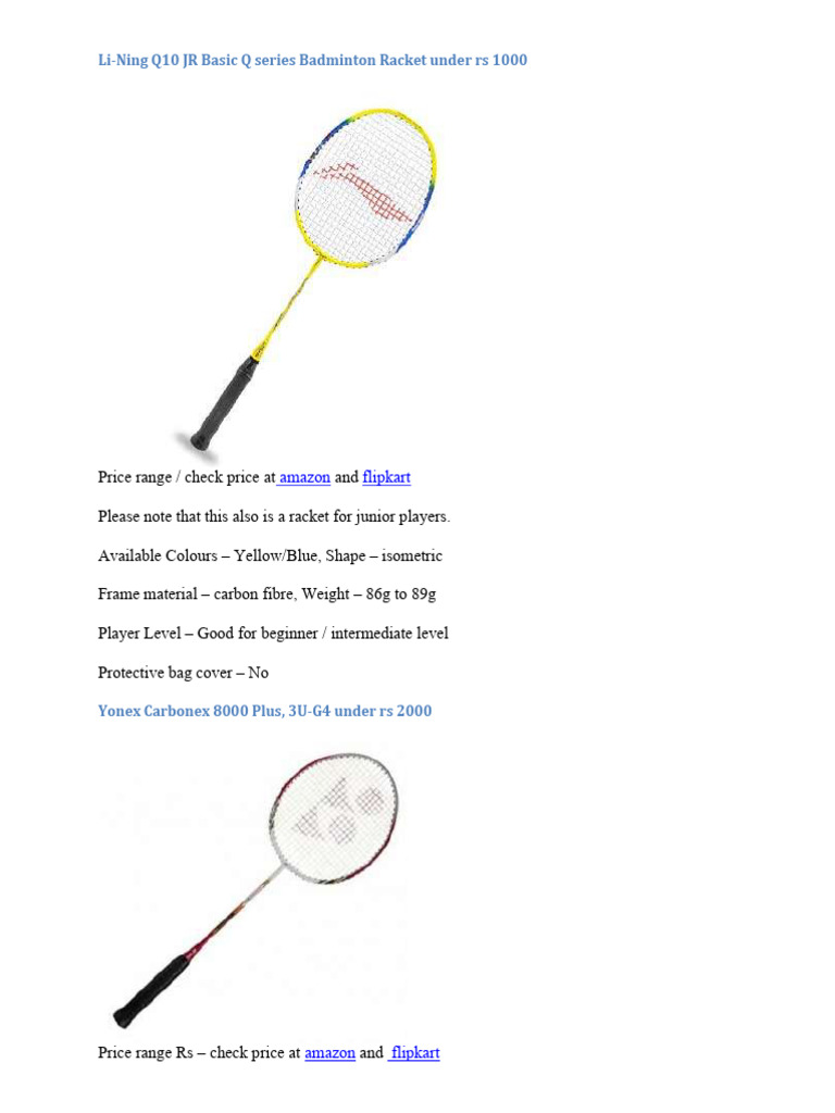 Li-Ning Q10 JR Badminton Racket Under 1000 | PDF