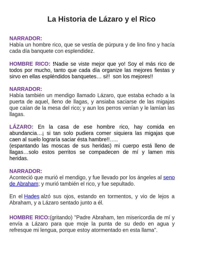 La Parábola de Lázaro y el Rico | PDF