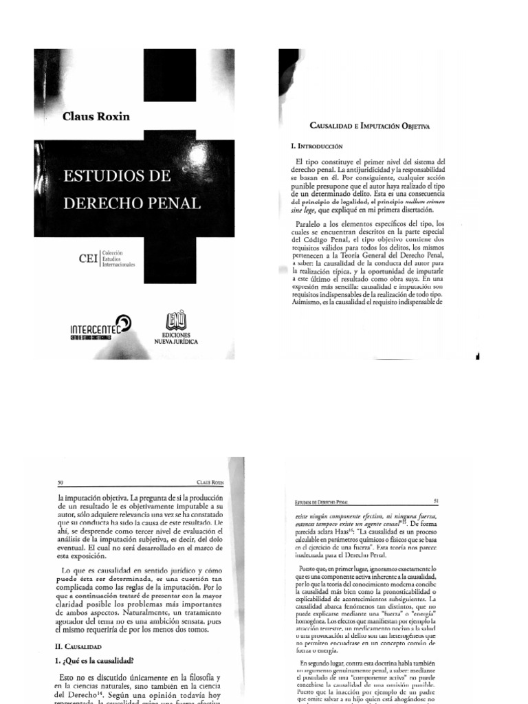 Roxin, Claus. Causalidad e Imputación Objetiva. | PDF