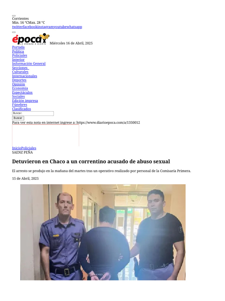 Detuvieron en Chaco A Un Correntino Acusado de Abuso Sexual - Diario ...