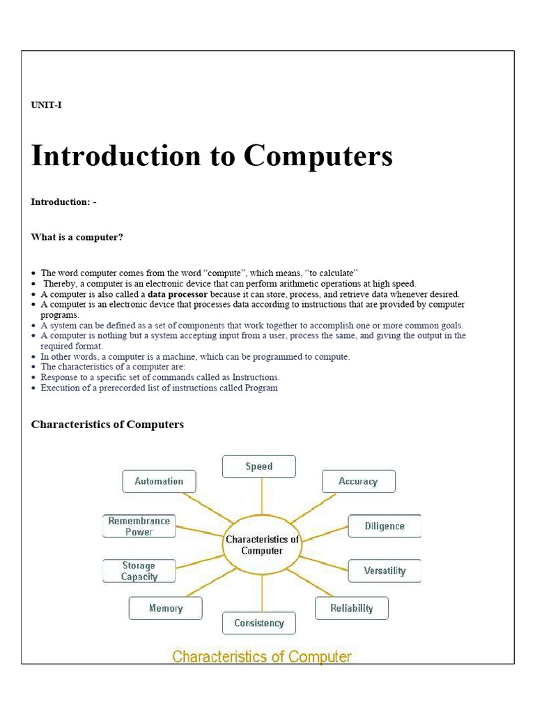 Computer Fundamentals and Office Automation Notes - Unit 1 and 2 | PDF ...