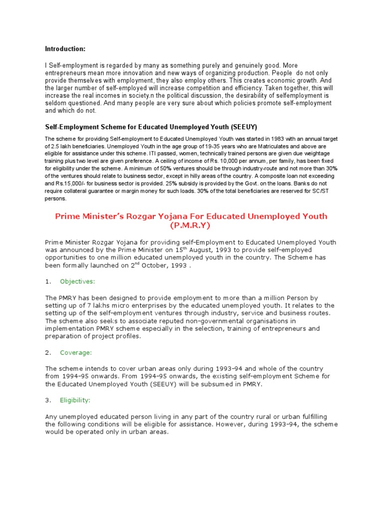 Self Employment Pdf Entrepreneurship Self Employment
