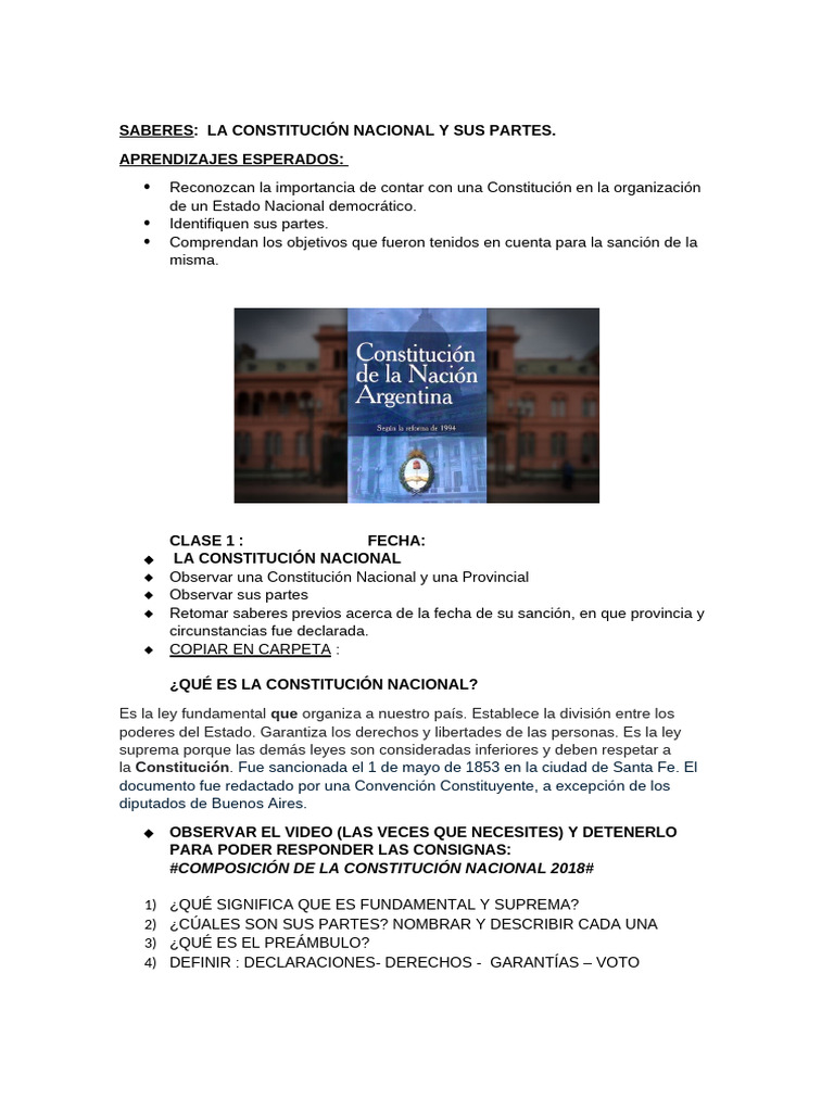La Constit Nacional 1 | PDF
