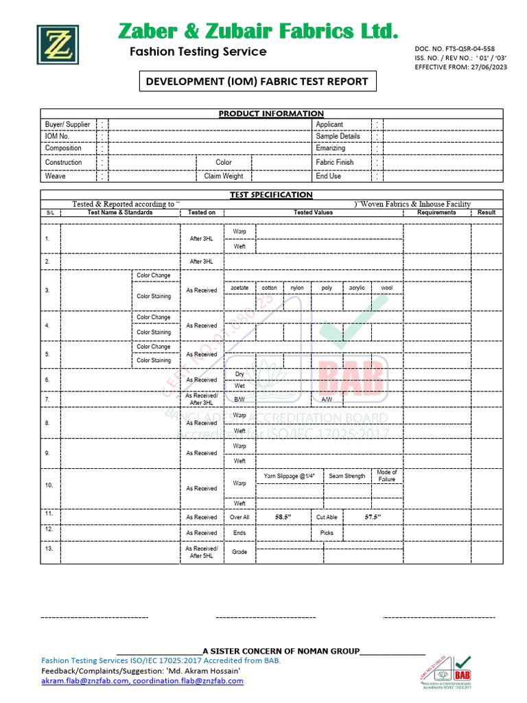 Dickies Fabric Test Report 19-1327 TCX | PDF | Textiles | Weaving