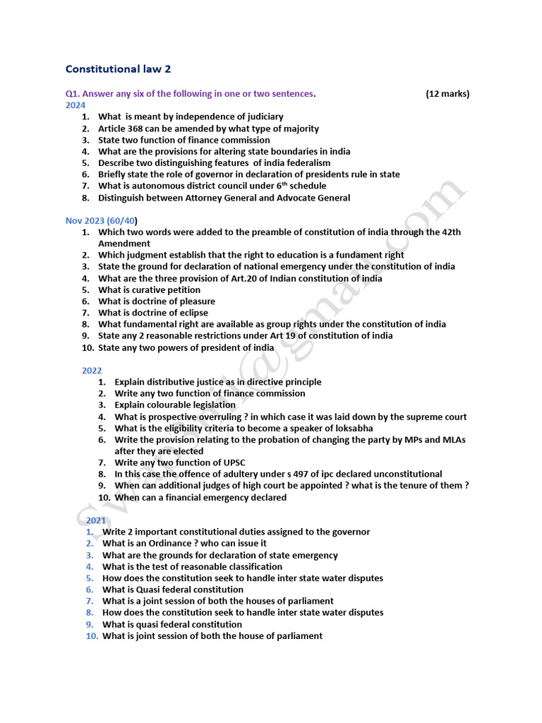 Constitutional Law Concepts and Questions | PDF | Supreme Court Of ...