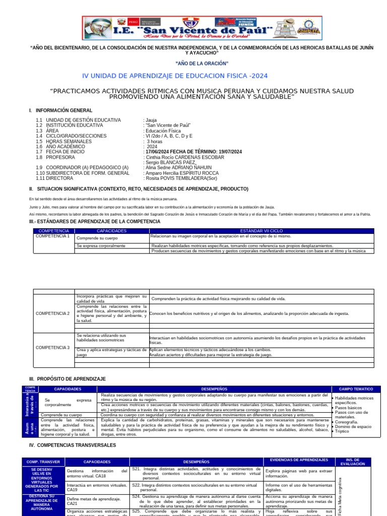 Iv Unidad de Aprendizaje Segundo 2024 | PDF | Evaluación | Aprendizaje