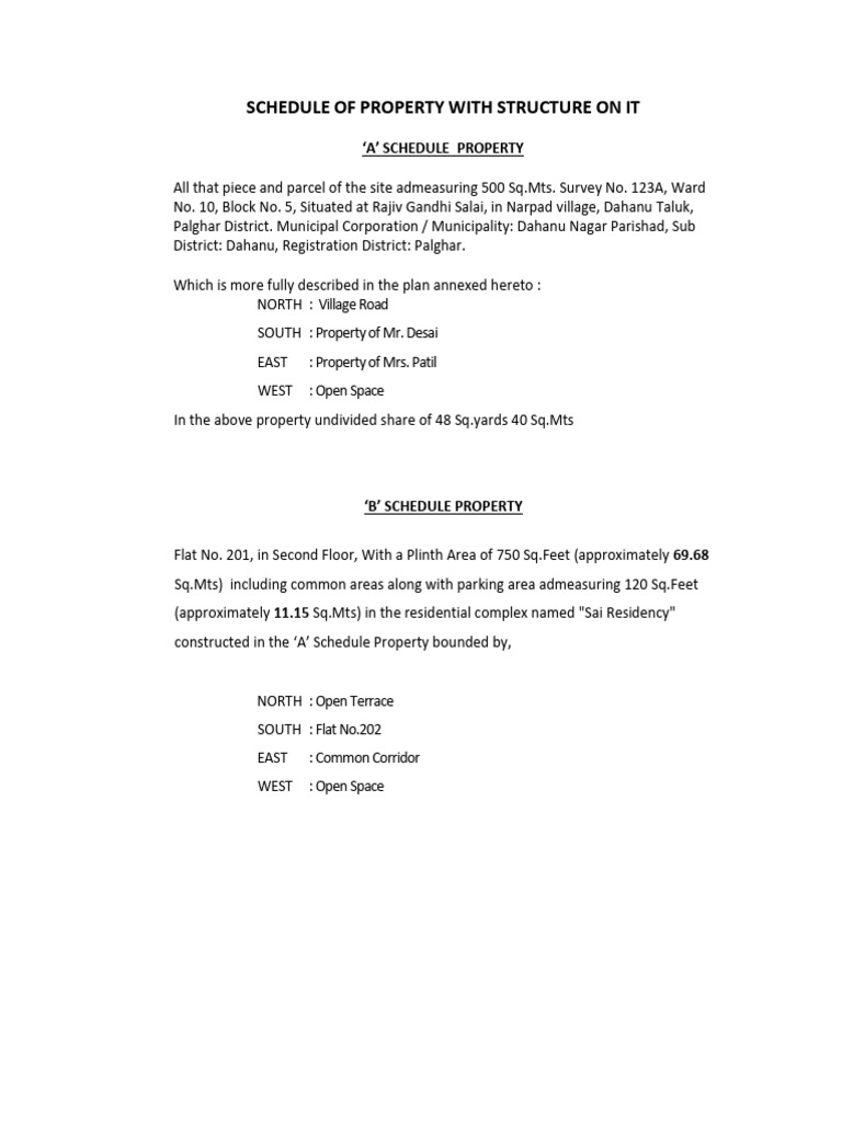 Dahanu Nagar Parishad Property Schedule | PDF