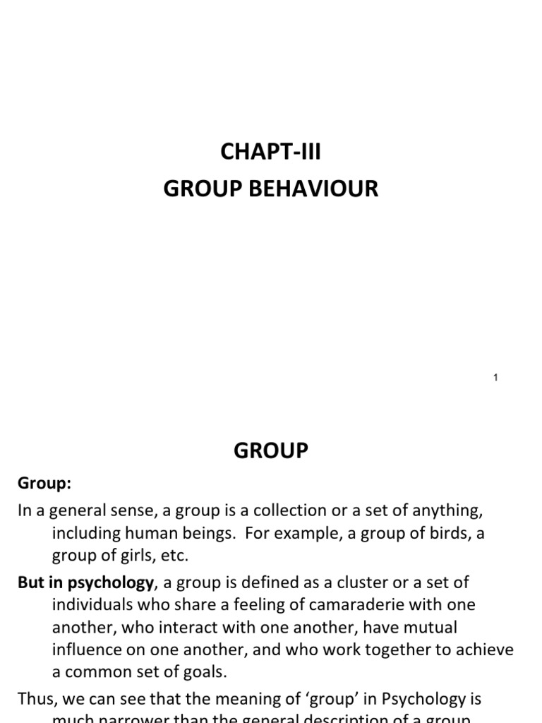 Group Formation and Dynamics An Analysis of the Stages of Group