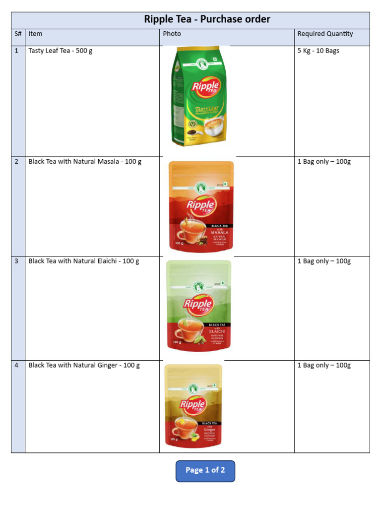 Ripple Tea Purchase Order | PDF