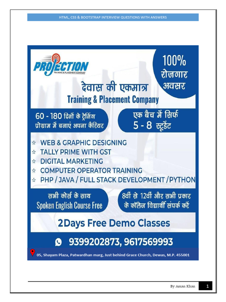 HTML CSS Interview Questions by Aman Khan | PDF | Html Element | Html
