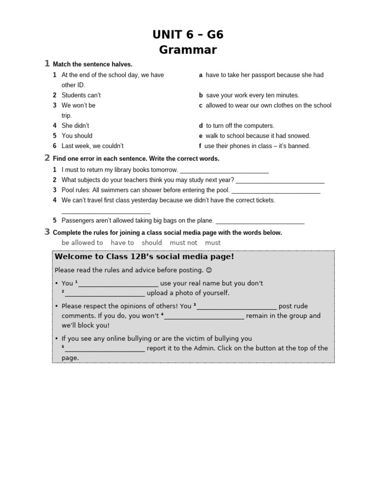 Intermediate Grammar Exercises G6 | PDF