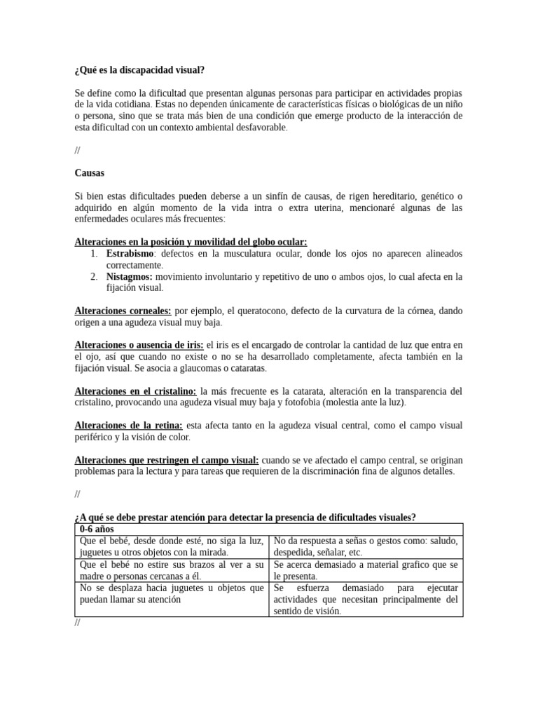 Causas y detección de discapacidad visual | PDF | Ojo humano ...