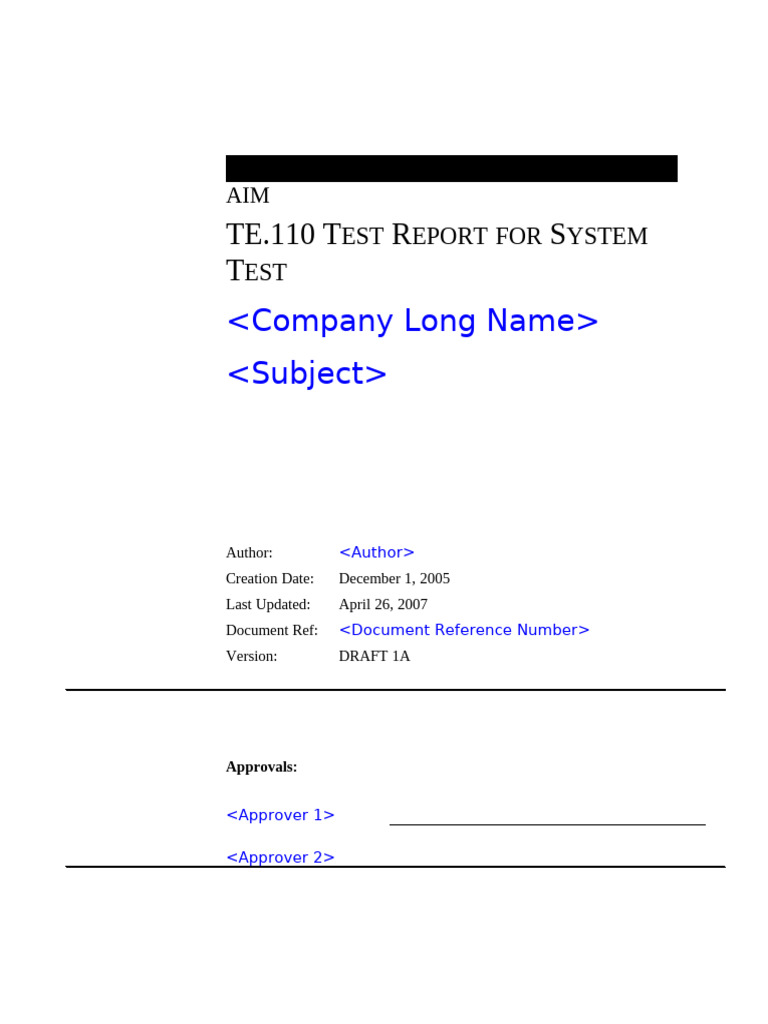 System Test Report TE.110 DRAFT 1A | PDF | Databases | Data