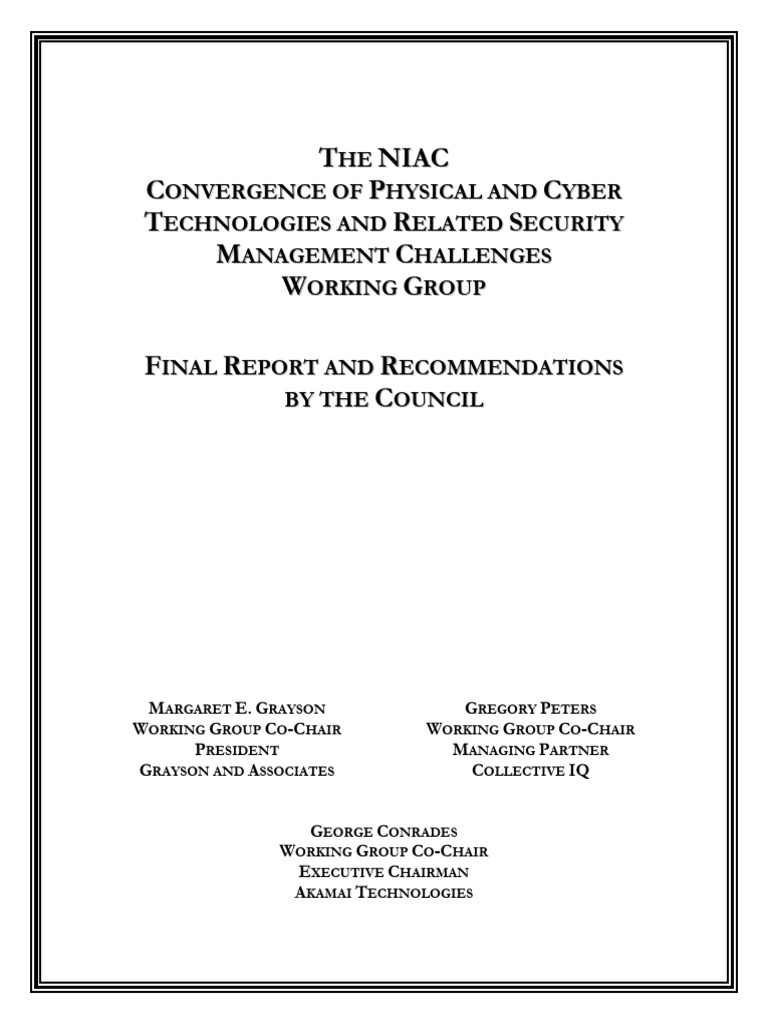 Niac Physicalcyberreport | PDF | Computer Security | Security