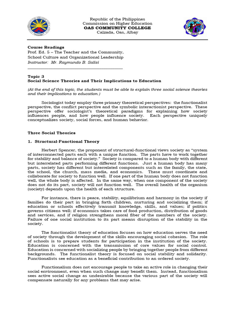 Social Science Theories in Education | PDF | Society | Scientific Theories