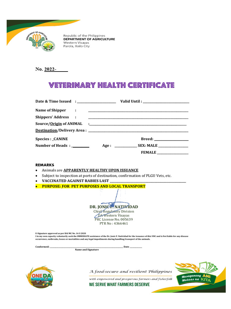 VHC For DOG | PDF