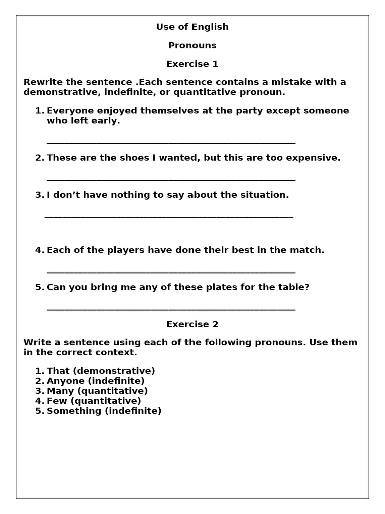 Pronoun Usage Exercises and Corrections | PDF