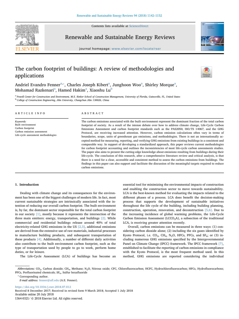 Carbon Footprint in Building Assessment | PDF | Life Cycle Assessment ...