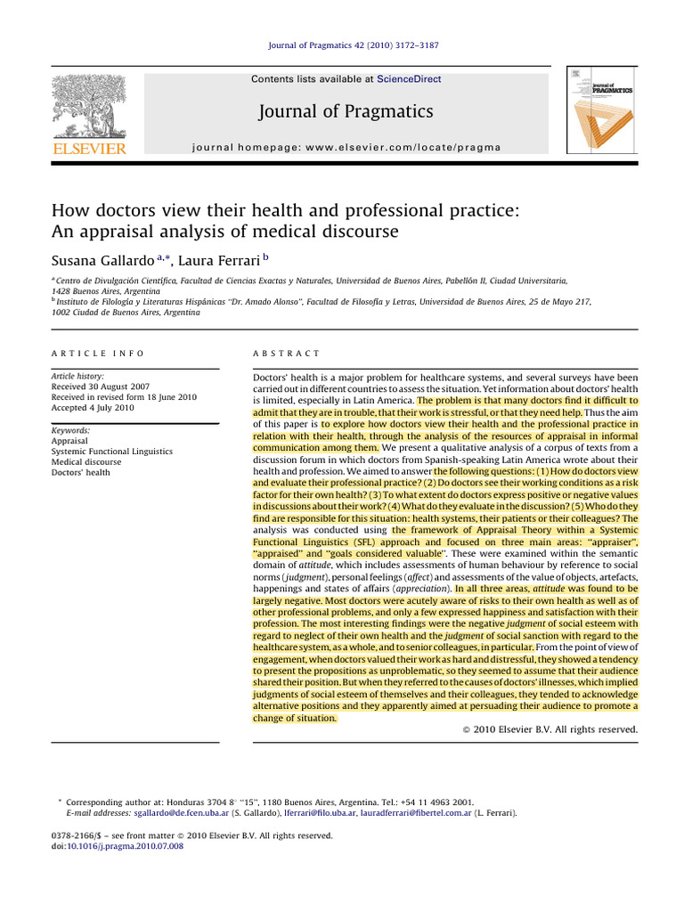 Doctors' Health and Professional Views | PDF | Attitude (Psychology ...