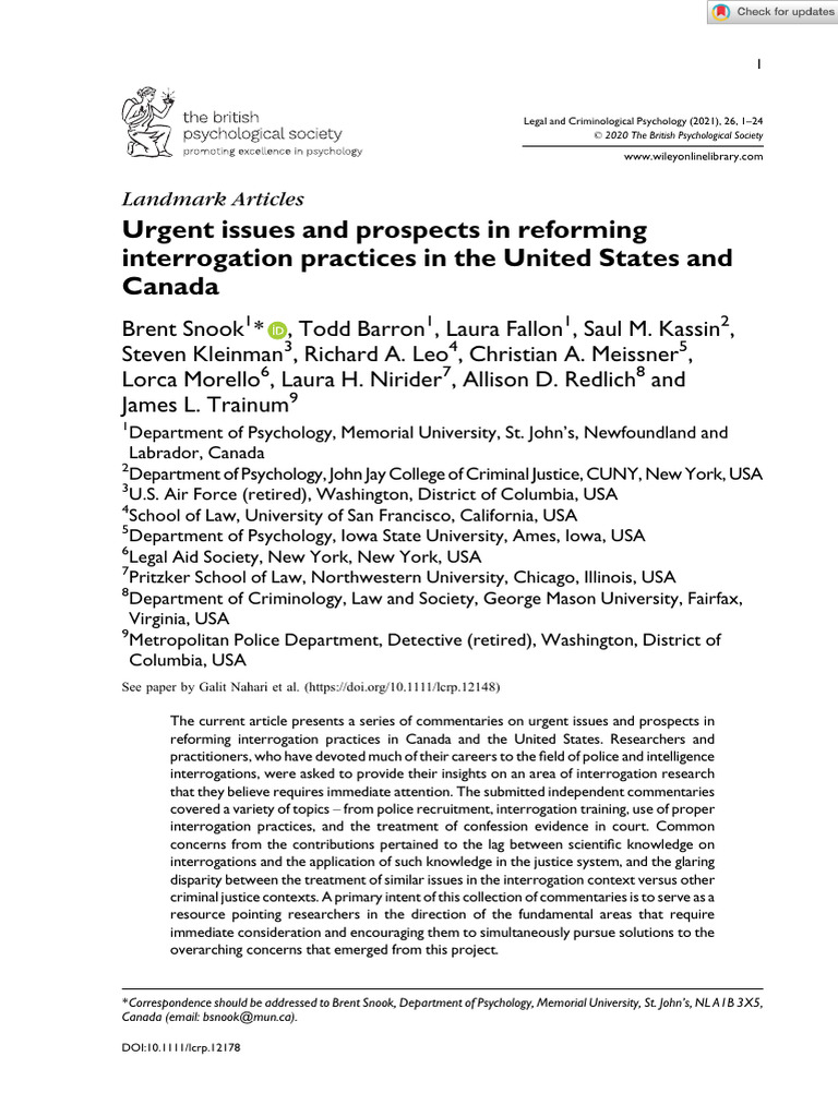 Snook, Barron, Fallon, Kassin, Klienman, Leo & Trainum 2021 | PDF ...
