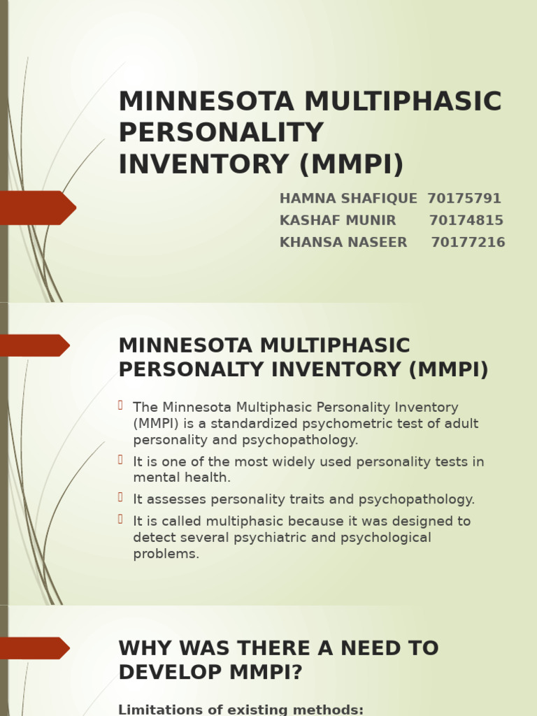 Overview of the MMPI in Mental Health | PDF | Mental Disorder | Paranoia
