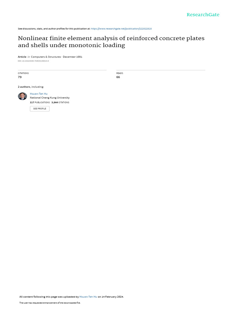 Nonlinear Finite Element Analysis of Reinforced Concrete Plates and ...