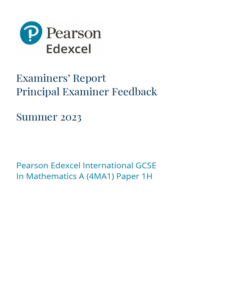 Summer 2023 Edexcel GCSE Math Report | PDF | Mathematics