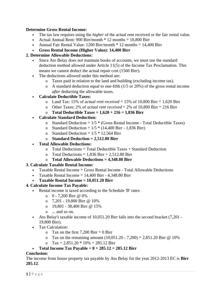Calculate Rental Income and Taxes | PDF | Tax Deduction | Taxes