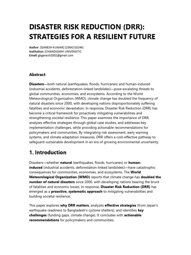 Disaster Risk Reduction Strategies Explained | PDF | Natural Disasters ...