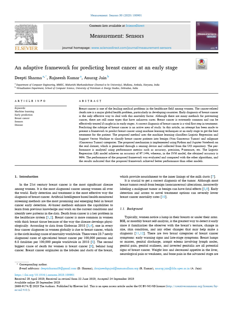 Early Stage Breast Cancer Predicting Base Paper | PDF | Receiver ...