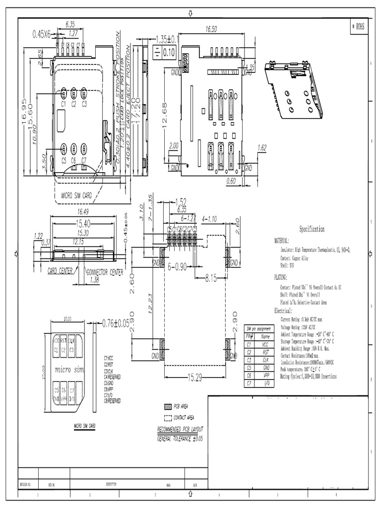 6 Pin Micro SIM Card Holder Type 1 | PDF