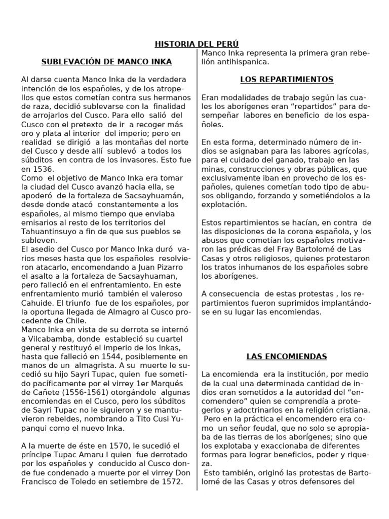 Sublevación de Manco Inka | PDF