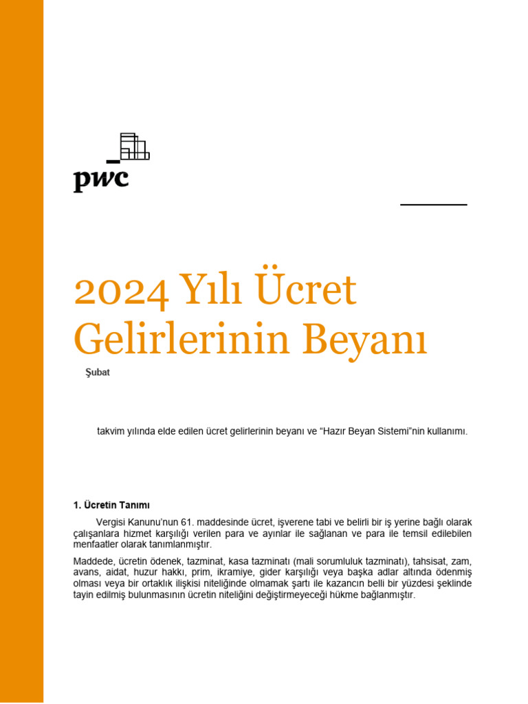 2024 Yili Ucret Gelirlerinin Beyani | PDF
