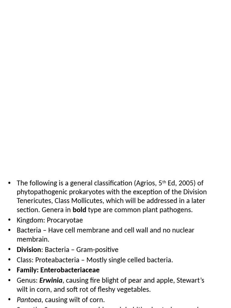 Classification of Plant Pathogenic Bacteria | PDF