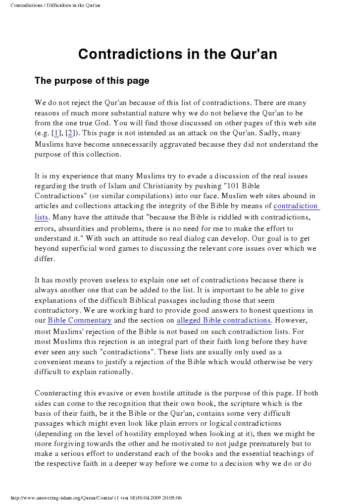 Contradictions in the Qur'an Explained | PDF | Prophets And Messengers ...