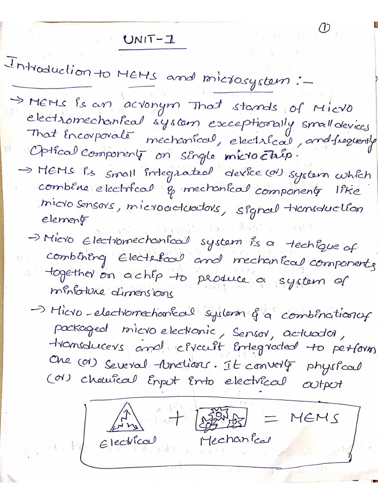 Mems Unit 1 | PDF