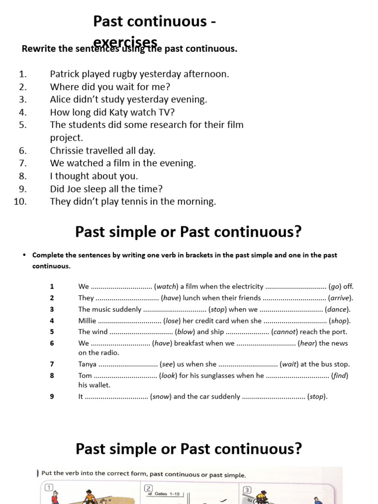 Exercises Past Simple and Past Continuous | PDF