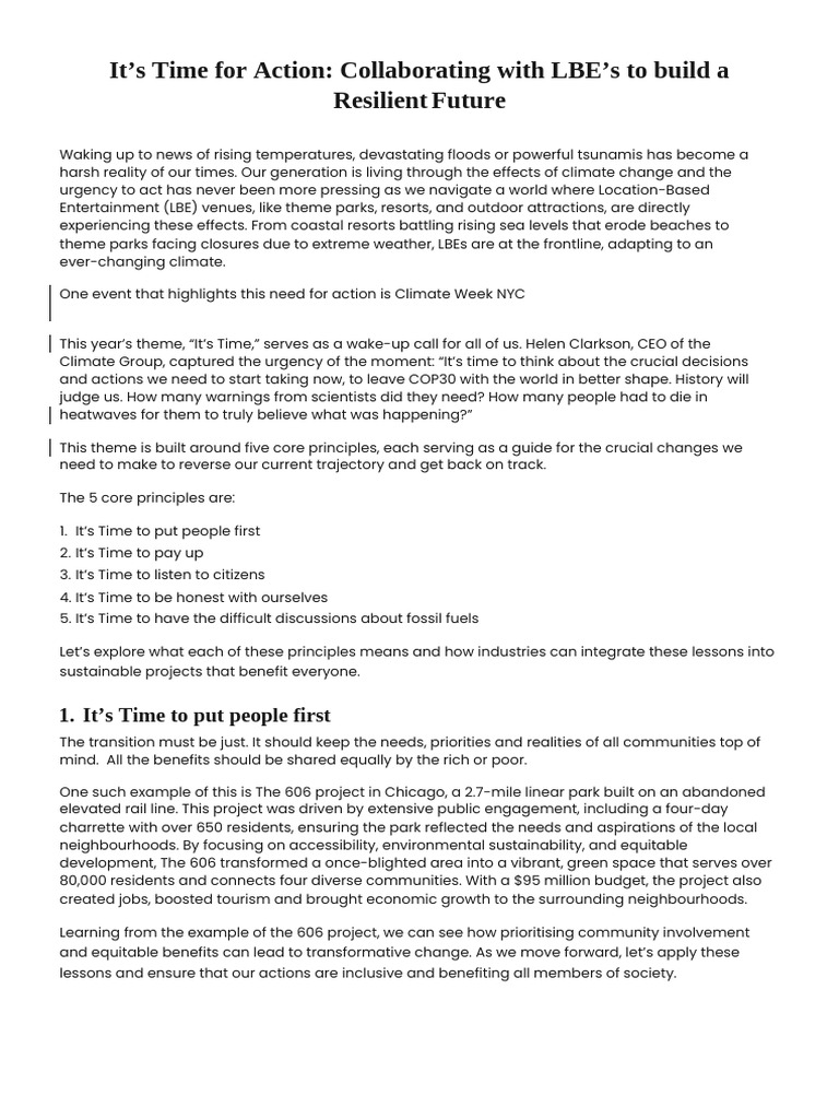 It's Time For Action - Building A Sustainable Future Together | PDF ...