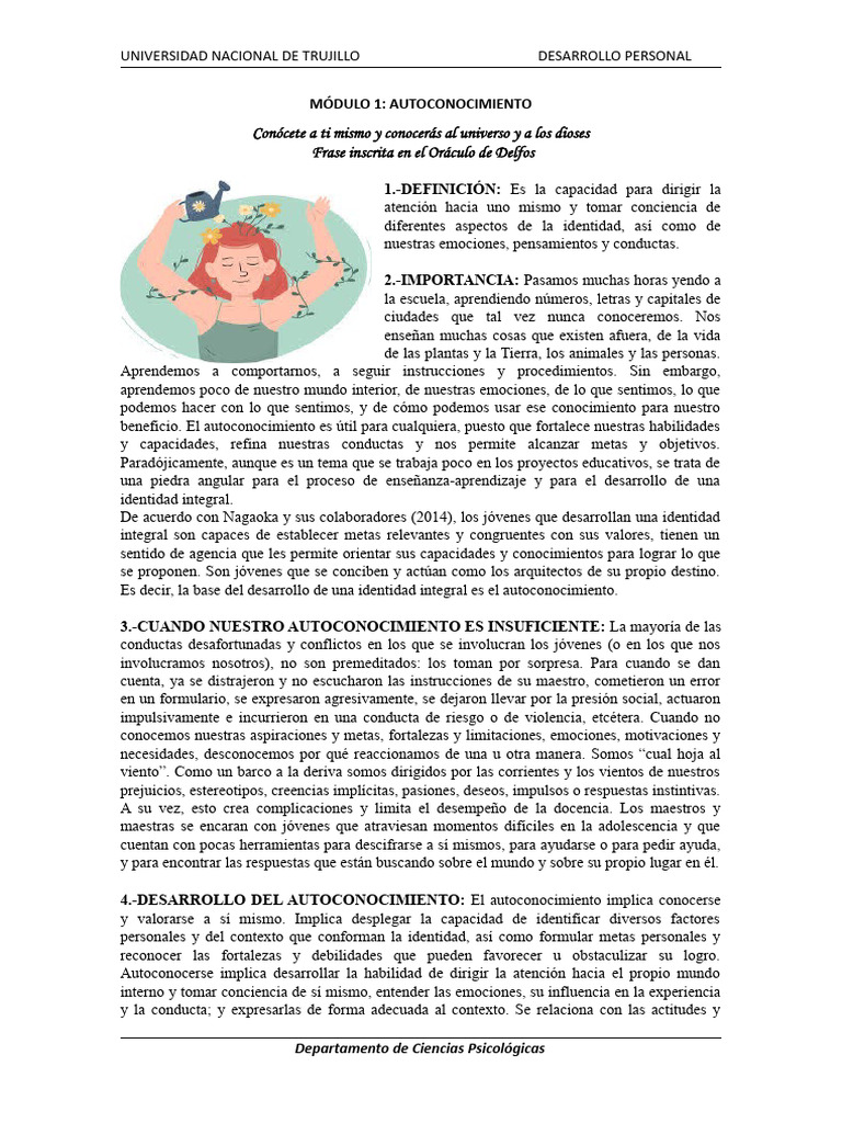 Autoconocimiento: Clave del Desarrollo Personal | PDF | Las emociones ...