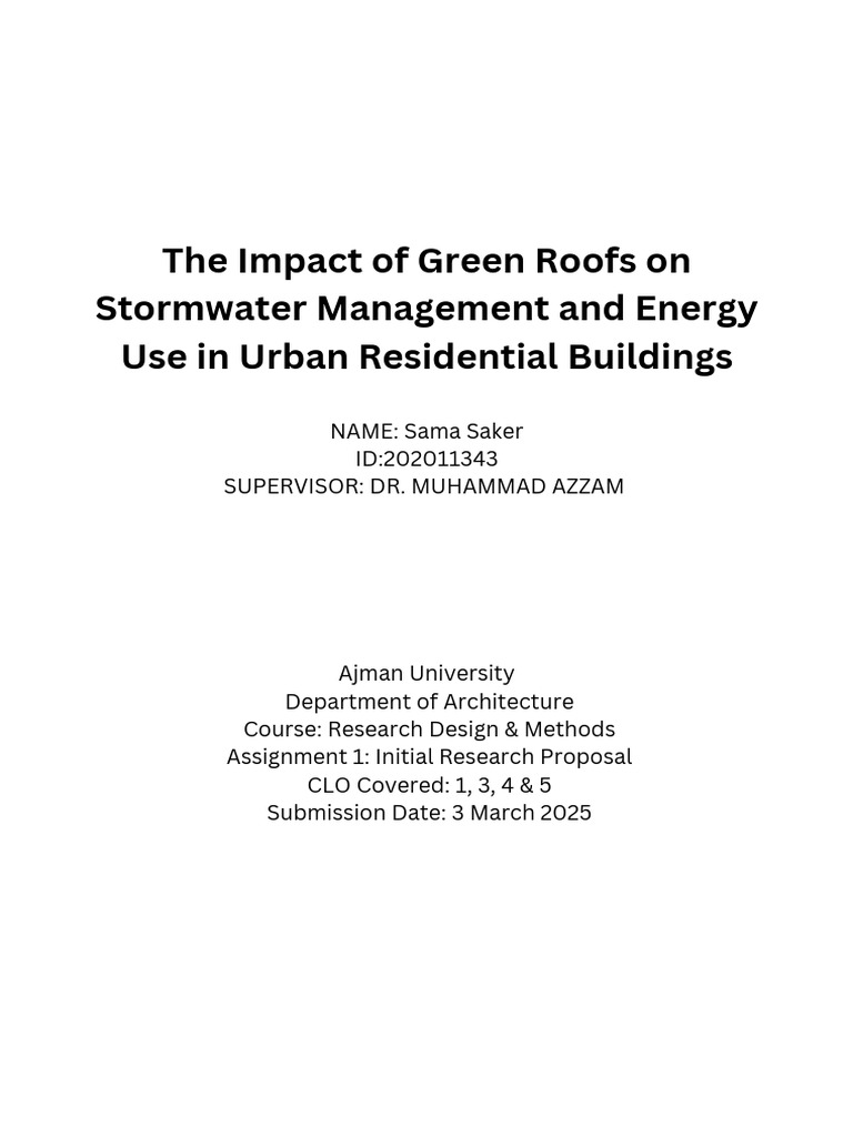 The Impact of Green Roofs On Stormwater Management and Energy Use in ...