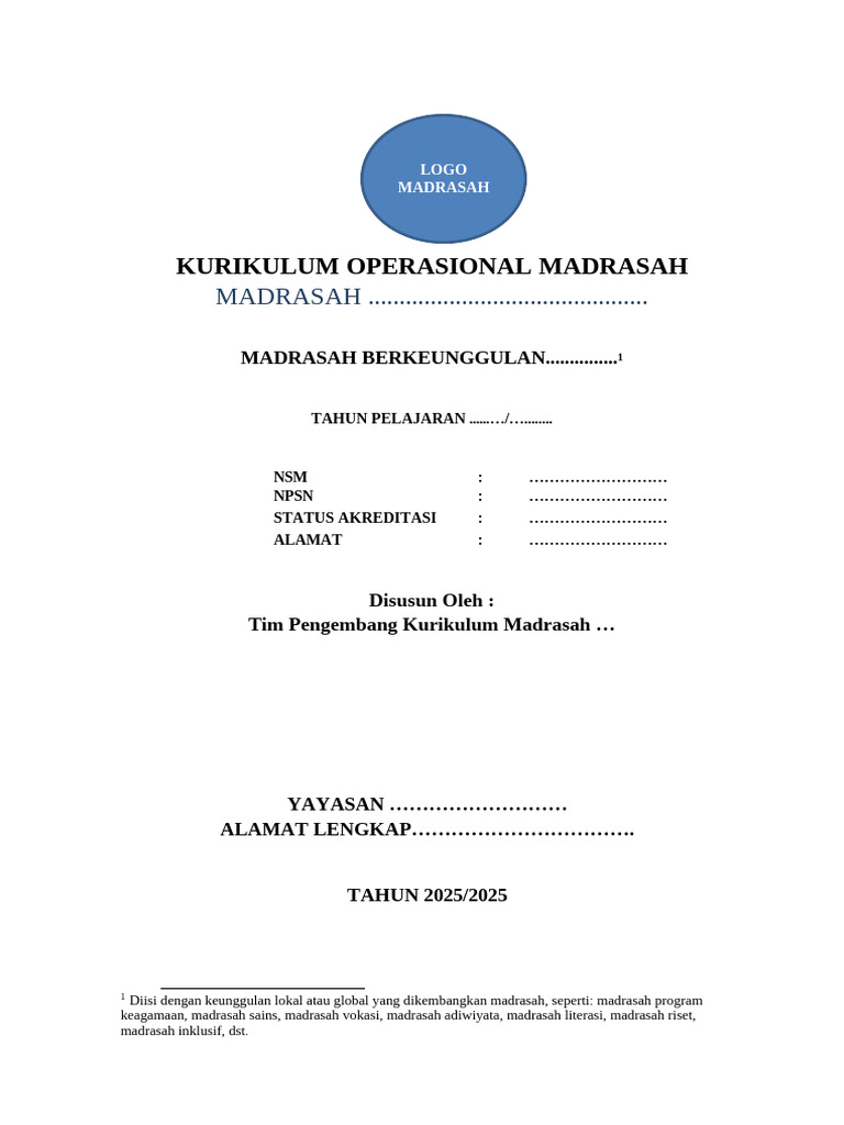 Kurikulum Operasional Madrasah 2024/2025 | PDF