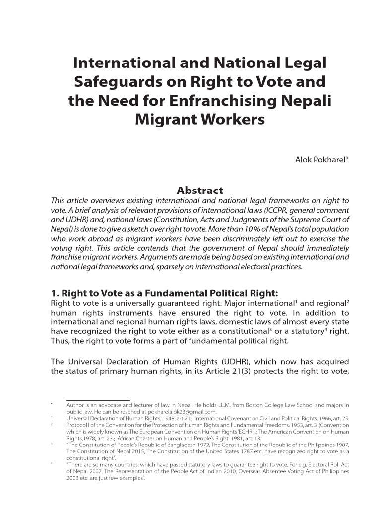 RS117 - International and National Legal Safeguards On Right To Vote ...
